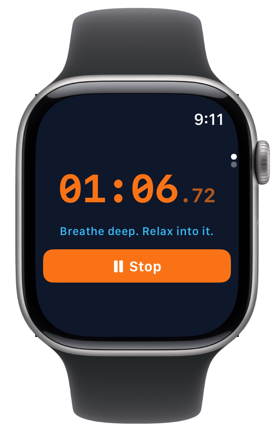 Degree Daddy sauna timer running on Apple Watch